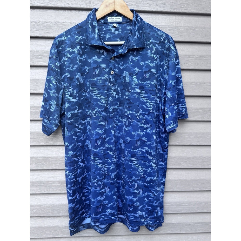 PETER MILLAR x October's Very OVO Summer Comfort Polo Shirt Hawaiian Men RARE!